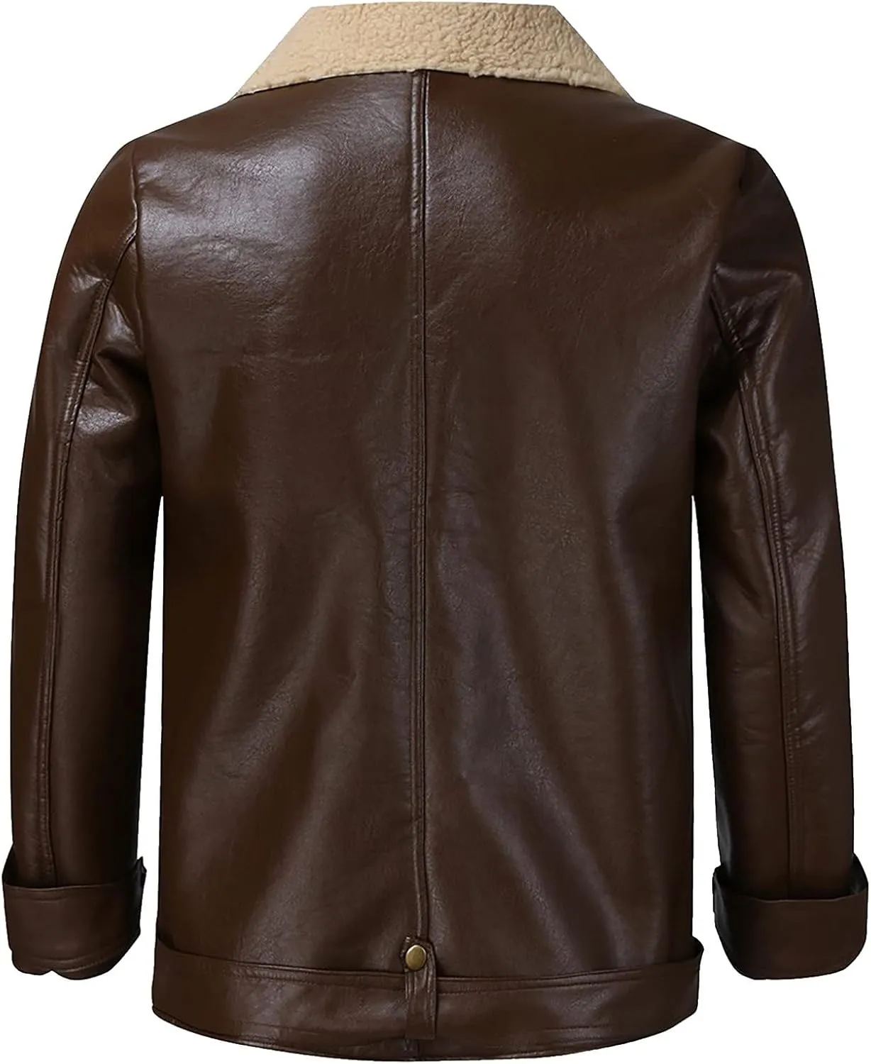 ZYXTIM Men's Faux Leather Sherpa Lined Trucker Motorcycle Jacket Heavyweight Warm Cozy Fur Collar Thicken Thermal Outwear
